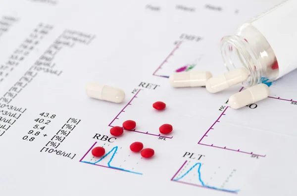 Rapporto medico e pillole — Foto Stock