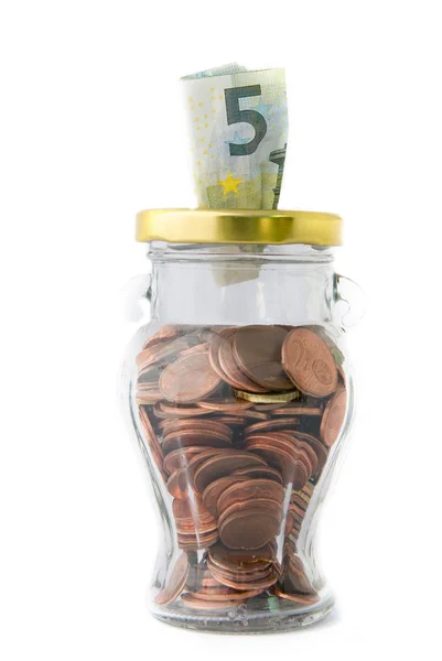 Dinheiro Euro em um Jar — Fotografia de Stock