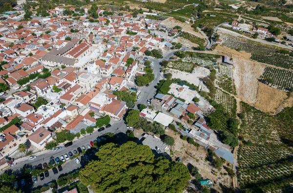 Aerial drone photograph of the mountain village of omodos. Larnaca Cyprus — Fotografia de Stock