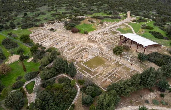 Drone lucht landschap van Apollon Hylates archeologie, heiligdom plaats. Limassol Cyprus — Stockfoto