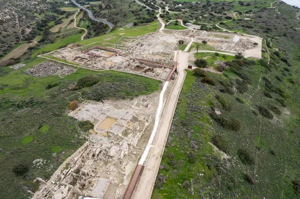 Drone aerial scenery of kourion archaeological ancient place . Limassol Cyprus — Stock Photo, Image