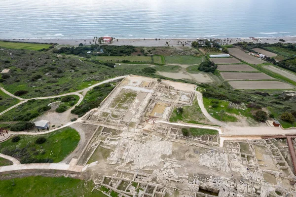 Drone aerial scenery of kourion archaeological ancient place . Limassol Cyprus — Stock Photo, Image