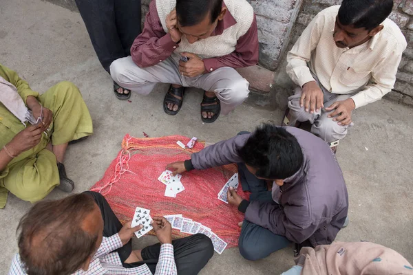 Neu Delhi Indien März 2017 Reife Indische Männer Spielen Freien — Stockfoto