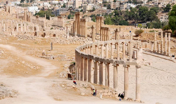 Jerash Jordania Octubre Antiguas Ruinas Plaza Romana Jerash Antigua Ciudad —  Fotos de Stock