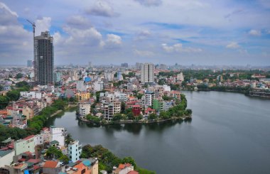 Skyline of Hanoi capital city and hoan kiem lake Vietnam Asia