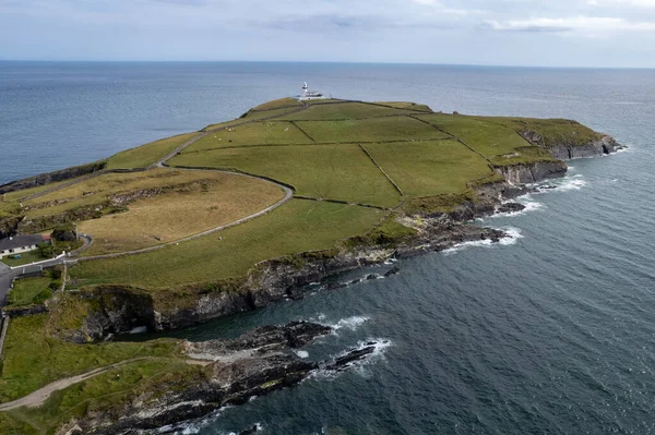 Drone Aerial Landscape Galley Head Lighthouse Green Field Count Cork — Foto Stock