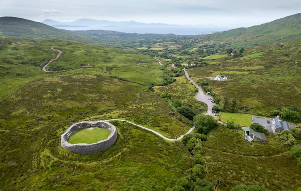 Aerial View Ruined Staigue Stone Fort Iveragh Peninsula County Kerry — Fotografia de Stock