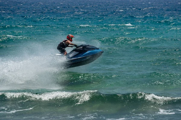 Man Water Scooter Jet Ski Sea Waves Water Sport Competition — Stock Photo, Image
