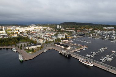 Doğu Finlandiya 'daki Kuopio şehrinin insansız hava aracı görüntüsü.