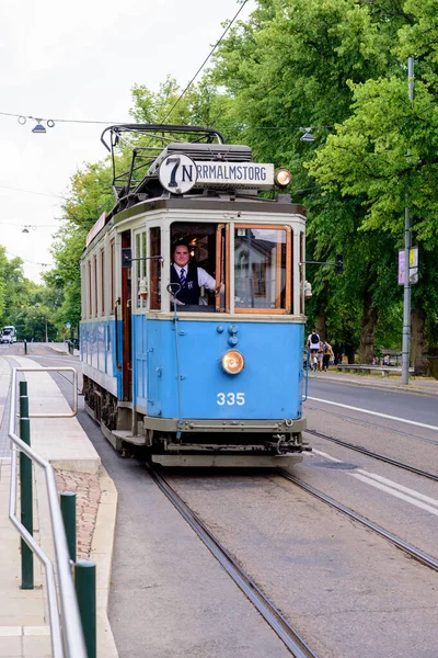 Tram Stockholm Street — Stockfoto