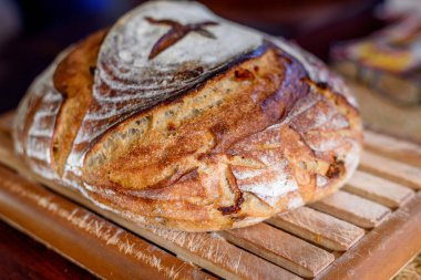 Traditional sourdough bread, close-up view