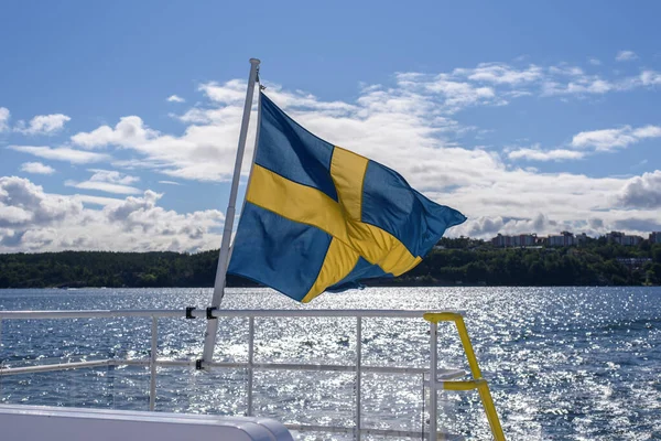 Bandera Sueca Barco — Foto de Stock