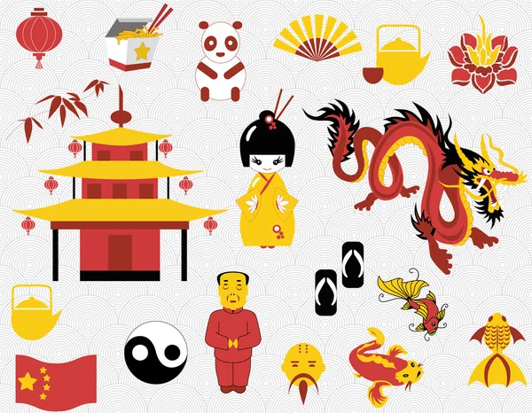 Ensemble clipart chinois — Image vectorielle
