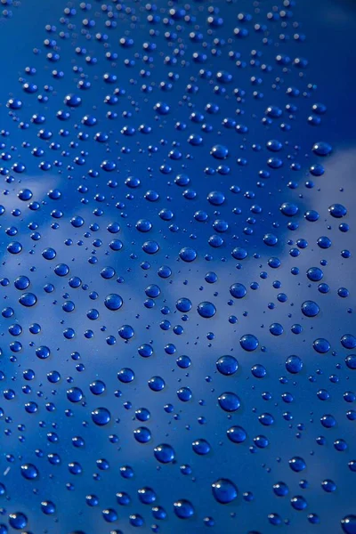 Water drops on car body. Hydrophobic effect