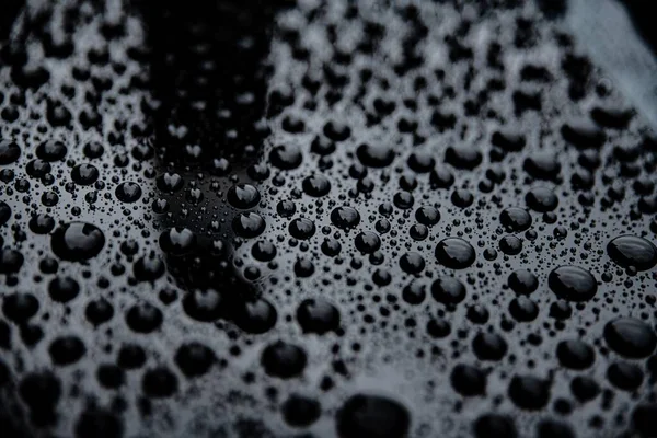 Close Ideal Water Drops Rain Car Body Using Ceramic Coating — Stock Photo, Image