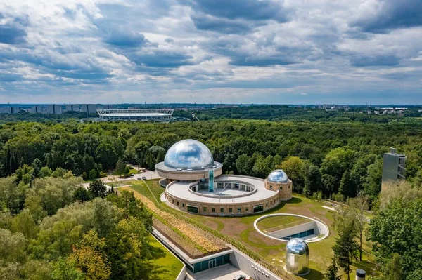 Aerial Drone View Planetarium Katowice Silesia Poland — 스톡 사진