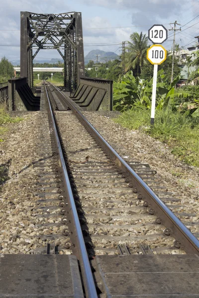 Ponte ferroviária e via férrea — Fotografia de Stock