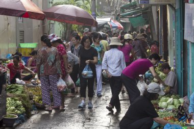 Ho chi minh city, vietnam-Ekim 5: sabah erken meşgul sokak ma
