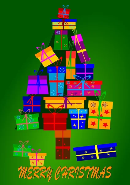 Árbol de Navidad hecho de regalos —  Fotos de Stock