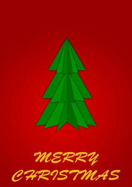 Πράσινο χριστουγεννιάτικο δέντρο σε κόκκινο φόντο — Φωτογραφία Αρχείου