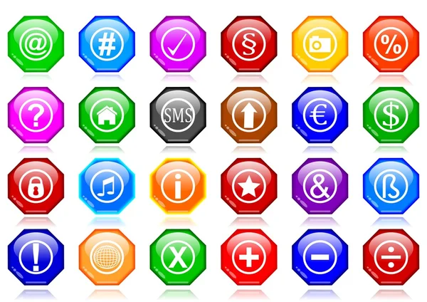 Many different colorful icons as octagons — Stock Photo, Image