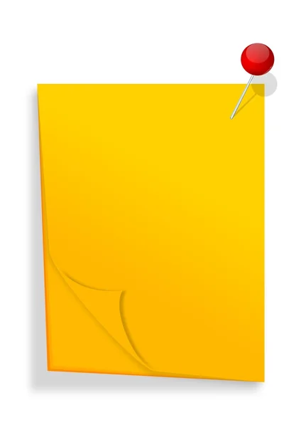 Papel amarillo con alfiler rojo como ilustración — Foto de Stock