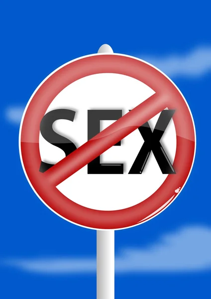 Запретить секс на голубом фоне — стоковое фото