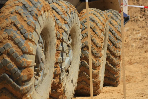 Four big tires on a truck — Stock Photo, Image