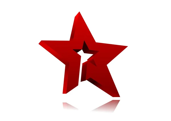 Czerwona gwiazda z odbicia w lustrze — Zdjęcie stockowe