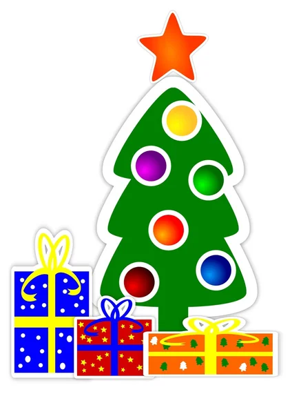 Christmas tree with gifts — Stock Photo, Image