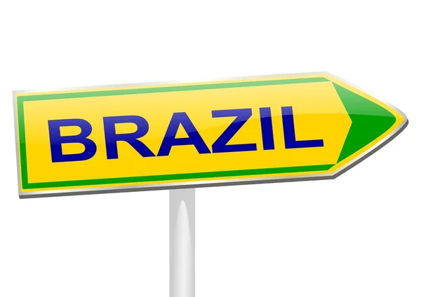 Желтая стрела со словом Бразилия — стоковое фото