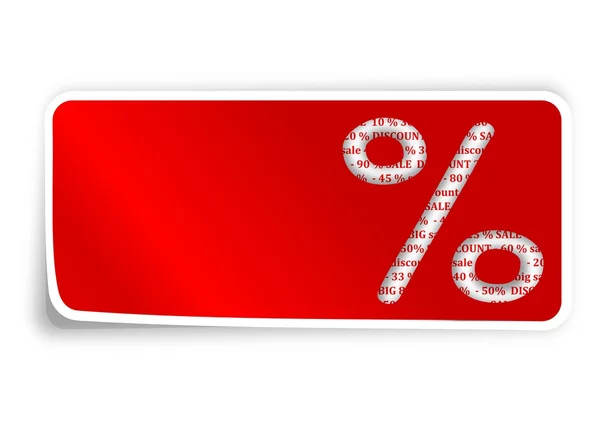 The label is a percentage sign on red background — Stock Photo, Image