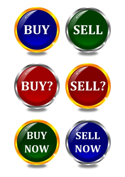 Color buttons with inscriptions, bay, sell, now — Stock Photo, Image