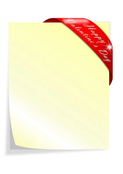 Żółty papier etykietowy z słowa szczęśliwy valentine's day — Zdjęcie stockowe