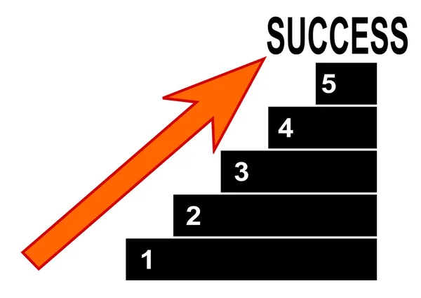 Grafiek met getallen, pijlen en belettering succes — Stockfoto