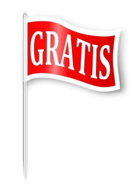 A red flag with the word gratis clipart
