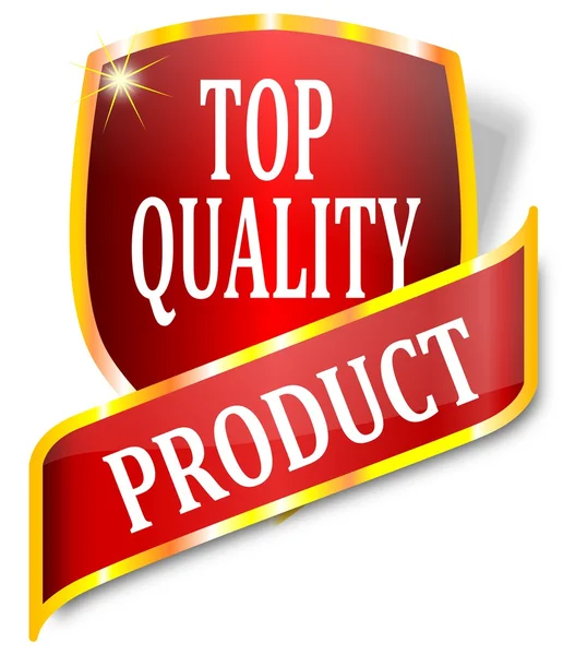 Etiqueta vermelha indicando a qualidade superior do produto — Fotografia de Stock