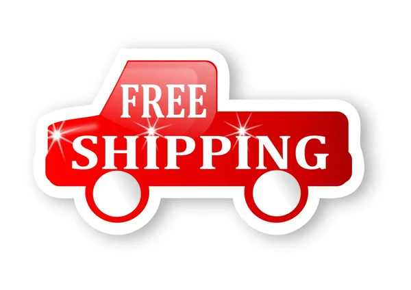 Red truck with a sign free shipping — Stock Photo, Image