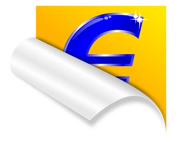 Bent paper corner with the sign "euro" — Stock fotografie