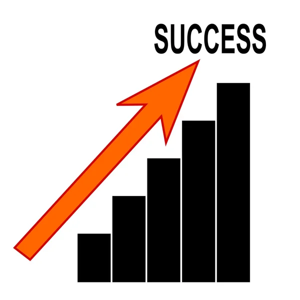 Graph with an arrow and the word success — Stock Photo, Image