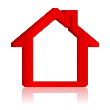 aynada yansıması ile kırmızı ev 