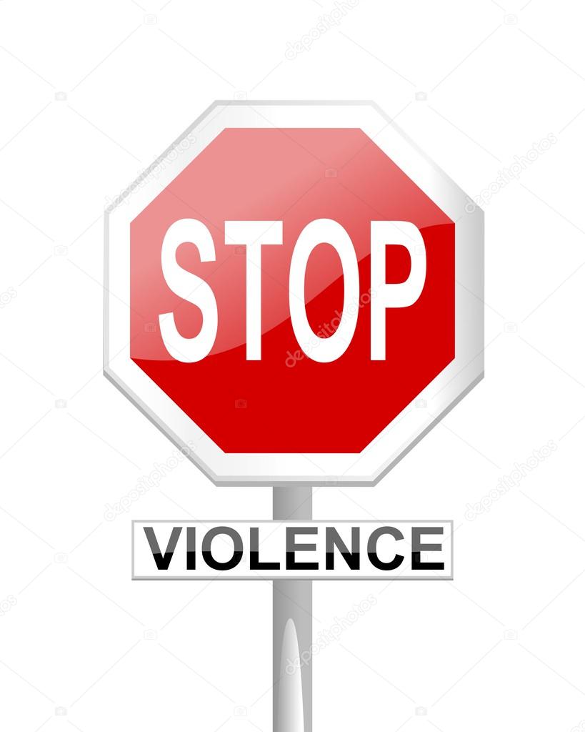 Stop sign with supplementary tables violence