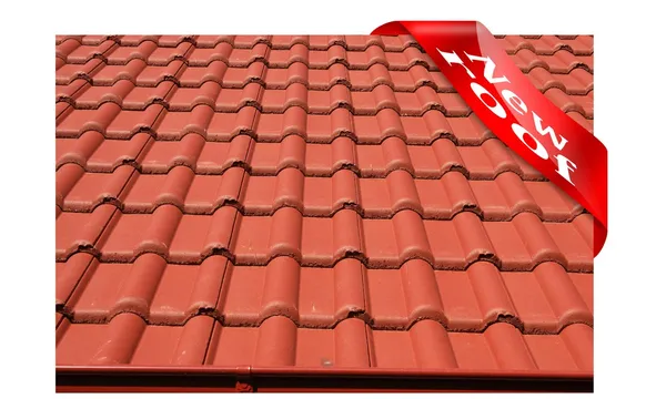 New roof covered with red concrete roofing — Stock Photo, Image