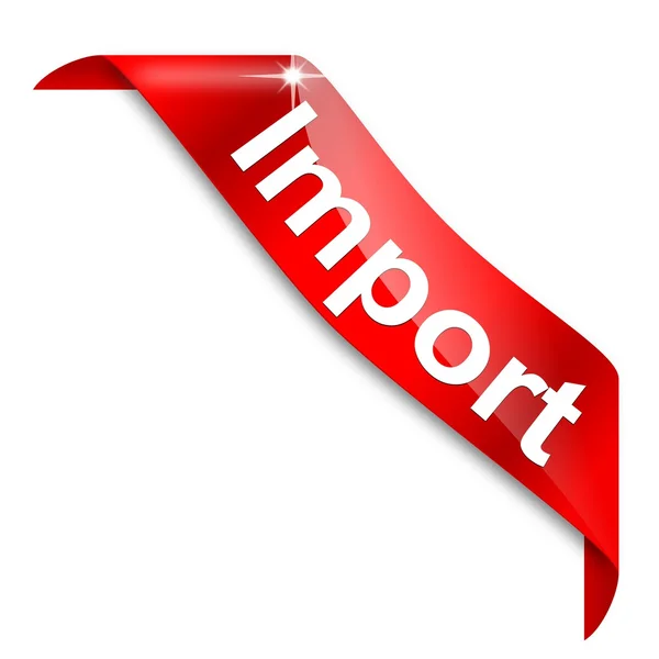 Červené úzký roh s slovo import — Stock fotografie