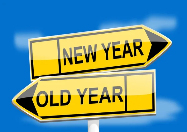 Richtingspijl met de woorden "new year, old year" — Stockfoto