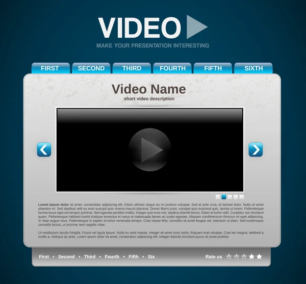 Video presentation website template — Stock Vector