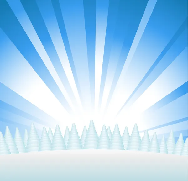 Snöiga skogen på kullen — Stock vektor