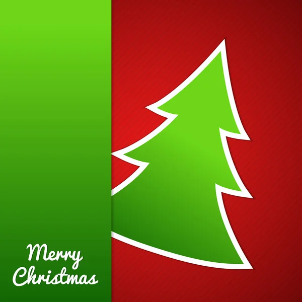 Albero di Natale di carta su sfondo rosso a strisce — Vettoriale Stock