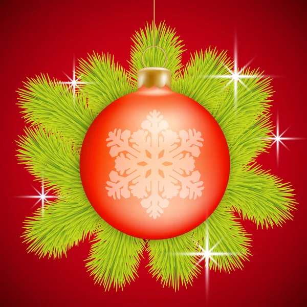 Bola roja de Navidad — Vector de stock