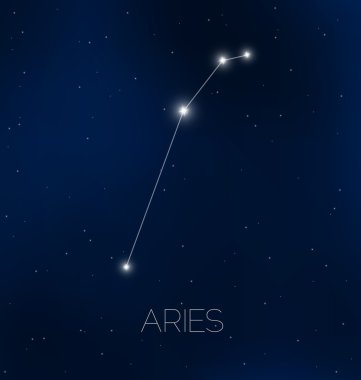 Aries constellation in night sky clipart